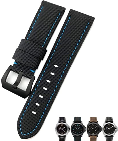 MGTCAR 24mm Kohlefaser Uhrenarmband Schwarz Uhr Armbänder für Panerai pam01661/00441 Uhrenarmband für Männer Zubehör, 24 mm, Achat