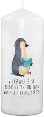 Mr. & Mrs. Panda Weihnachtskerze Pinguin Buch 15 x 7 cm - Geschenk, Urlaub, Hochzeitskerze, Freizeit, Stumpenkerze, Schmuckkerze, Osterkerze, Wachskerze, Kommunionskerze