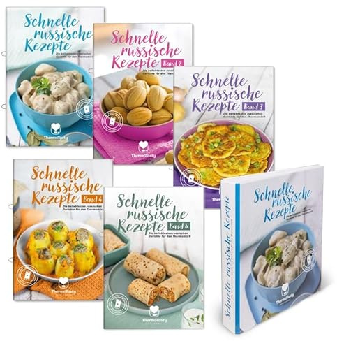 ThermoTasty Russisches Bündelset: 5 Kochbücher mit 100 original russischen Rezepten, russische Gerichte für den Thermomix® inkl. Schritt-für-Schritt Videoanleitungen & Sammelordner gratis