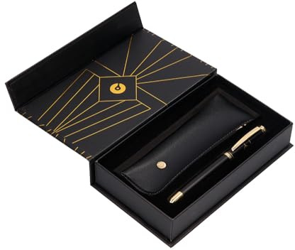 BELIUS SOIREE Kugelschreiber und Etui, Schwarz und Gold, blaue Tinte, Design-Box