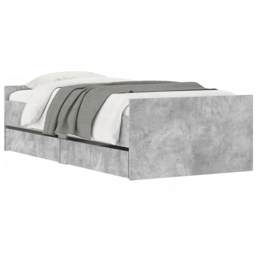 vidaXL Bettgestell mit Schubladen Betongrau 100x200 cm
