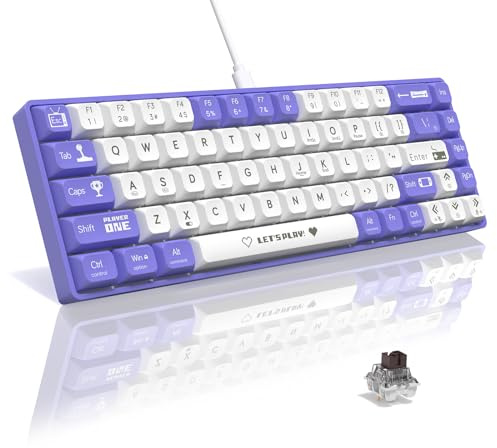 AJAZZ AK680 65% Clavier Mécanique Filaire Hot-Swap - Switch Marron/Violet | 68 Touches, Anti-Ghosting Complet, Arc-en-Ciel Backlight, Programmable, Sandwich EVA, Ergonomique pour Gaming/Bureau/MAC/WIN