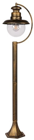 TEKLED Gardens Artu Outdoor Pathway Bollard Lawn Light | E27 Compatible Golden Black Post Light | Weatherproof Assurance IP44 | for Garden Trails Driveways Pathways Patios |1 Light (Bulb not Included)
