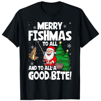 Merry Fishmas Funny Fish Fishing Fisherman Christmas Xmas T-Shirt