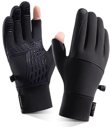 SIWOKJJO Guantes cálidos resistentes al viento y al agua con puntera para el dedo, 1 par de guantes de bicicleta, 2 dedos, resistentes al viento, impermeables, para correr, ciclismo, conducción,