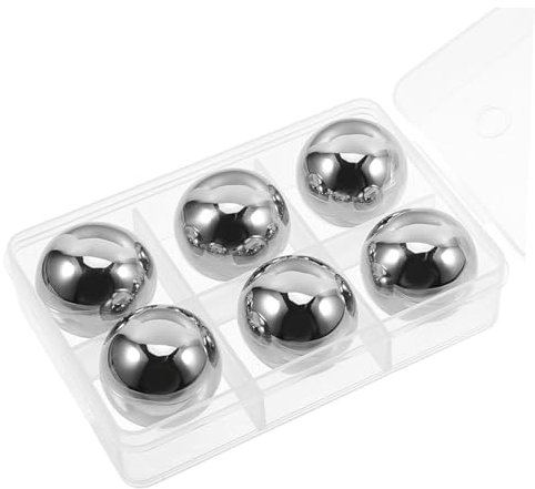 Hohopeti 6pcs Stainless Steel Ice Cube Mould Non Melting Ice Balls for Whiskey Reusable for Drinks