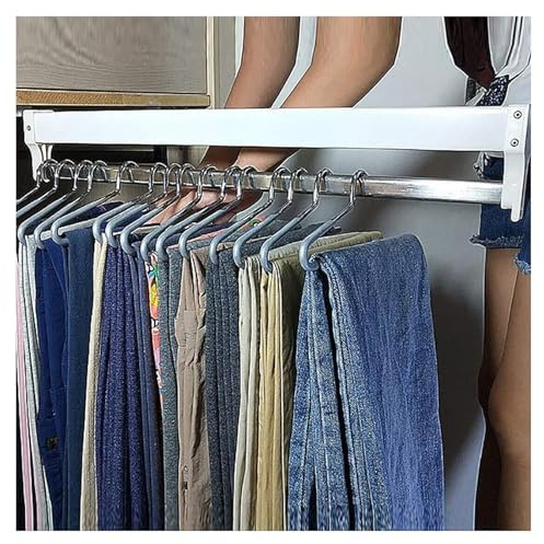 ASHILD Portapantaloni Estraibile, Barra Appendiabiti Retrattile per Guardaroba, Asta portapantaloni Scorrevole, salvaspazio per Vestiti, Sciarpe, Jeans, Asciugamani, Cravatte, Scialli (21,6 Pollici