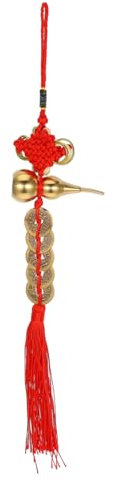 Kisangel Pendentif Suspendu Forme de Calebasse avec Pompon Ornement du Nouvel an Chinois pour Bonsaï Décoration Intérieure de Voiture