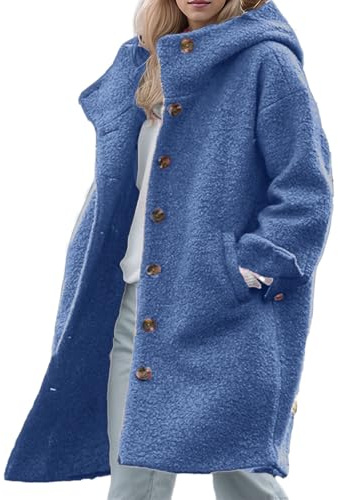 Chaqueta Larga Acolchada Mujer Largo con Solapa y Forro Polar Peludo, Abierto al Frente, Chaquetas de Abrigo de Invierno cálidas sintéticas Chaqueta Extremo Mujer