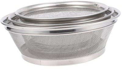 PAMINGONO Cesta Coladora Esquinas Redondeadas de Acero Inoxidable 3piezas Drenaje y Gran Capacidad y Diseño Portátil para Frutas y Verduras