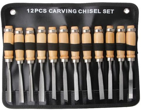 12 PCS Strumento di Intaglio del Legno Coltello di Intaglio Scalpello Manuale Intaglio Delle Radici Set di Scalpelli da Falegnameria Colore e Legno Metallo+Legno