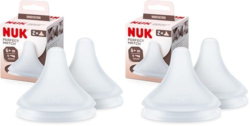 NUK Perfect Match Babyflaschentrinksauger | Ab 6 Monate | Passt sich dem Baby an | Anti-Colic | BPA-frei | Silikonsauger für Flaschen, Universal | 2 Stück (Packung mit 2)