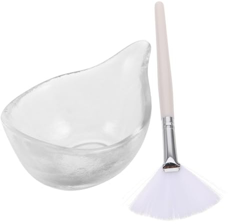 VICASKY Spazzola per Maschera Viso a Ventaglio in Vetro Manico in Fibra, per Esfoliare e Applicare Uniformemente, per Uso Domestico e Maschere Fai-da-te