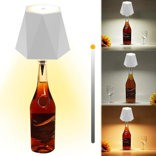 LED Flaschenlampe Aufladbar USB,Dimmbare 3 Farbmuster Tischleuchte,Tragbare Flaschenlicht,LED Flaschenlampe Dimmbare,Kabellos Touch Tischlampe,Touchgesteuerte Stimmungslicht für Innen Restaurant & Bar