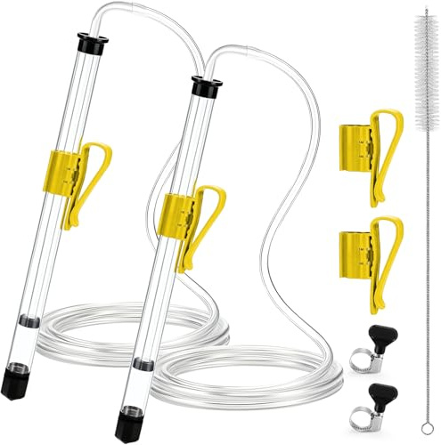Hgkeke 2Pcs 14” Auto Siphon Beer Bottle Siphon Pump with 5Ft Clear Silicone Wine & Liquid Siphoning Pump, Effortless Bottling Fermentation Mead for HomeBrew Gallon Jugs Kit Wine Making Kit