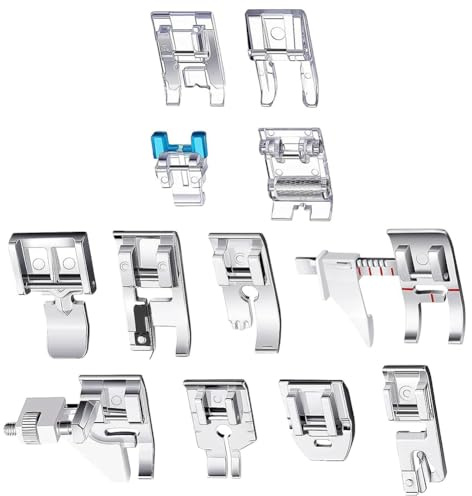 Nimooro 12Pcs Presser Foot Kit,Straigh Foot, Roller Foot, Snap on Sewing Machine Foot Presser Feet Set for Sewing Machines Easy Install Easy to Use
