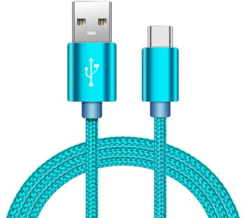 BITS AND BOBS 2-Pack USB-A to USB-C Fast Charging Cable – 1m Nylon Braided Type-C Leads – Durable Sync & Charge Cords for Android, Tablets & Power Banks (blue)