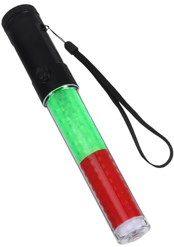 KICHOUSE LED Signalstab Verkehrsleitstab mit Magnethaken Leuchtstarkes Warnlicht für Konzerte Outdoor Camping Kompakt Vielseitig ohne Batterie Rote und Grüne Lichtsignale