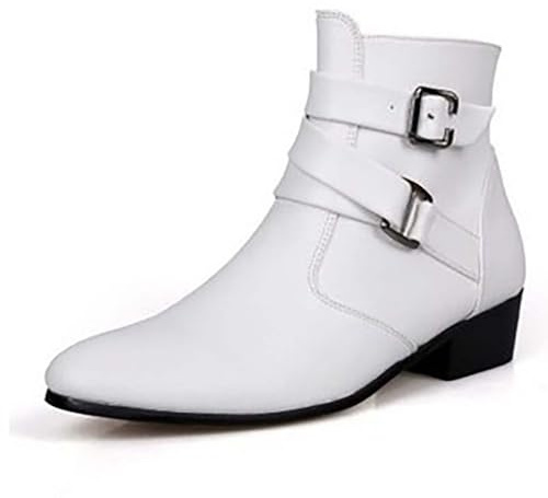 Chelsea Boots Homme Cuir, Chaussure Homme Cuir Bottine avec Boucle, | Hommes Cowboy, Bottes Moto Vintage, Semelles Souple Antidérapante, Chaussures Chic pour Usage Quotidien