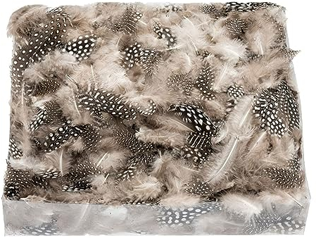 NaDeco Perlhuhnfedern in Natur im Beutel mit 45g | Perlhuhn Feder | Dekofedern | Perlhuhnfeder | Deko-Feder | Bastelfedern | Federn zum Basteln | Naturfedern | Osterdeko