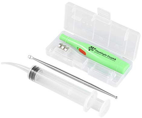 SUPVOX Kit de nettoyage des oreilles, en acier inoxydable, cuillère / seringue à oreille, couleur aléatoire, lumineux