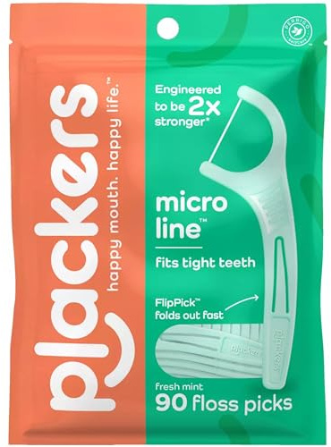 Plackers Micro Mint Dental Floss Picks, 90 Count (Pack of 3)