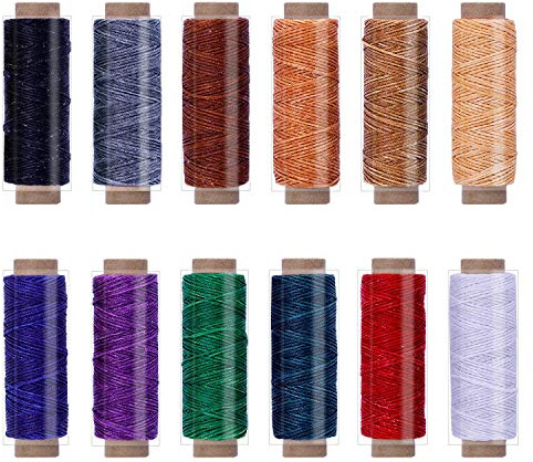 656Yards Leather Sewing Thread, 12 Color Waxed Thread Repair Stitching Cord | 150D Waxed Thread Kit Leather Waxed Thread Cord for Bookbinding Repairing Sewing Projects Craft DIY, Each of 54 Yards