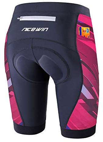 NICEWIN Biker Shorts pour Femmes Collants de Cyclisme rembourrés Taille Haute Riding Leggings Courts,XXL,Noit et rose