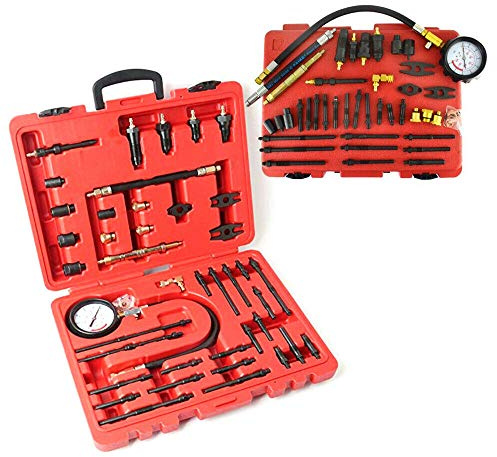 DIFU Kompressionstester, Neu Benzin-Motoren/Diesel Kompressionstester KompressionsprüFer Drucktester TestgeräT 44-Teiliges Set 40 Bar 600 PSI