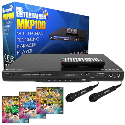 Mr Entertainer MKP100 CDG DVD MP3G Karaoke Machine Player. HDMI/Record/Rip/USB (Wired Microphones + 600 Songs)
