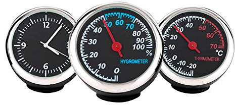 Riloer Elektronische Auto-Uhr mit Zifferblatt + Thermometer + Hygrometer 1 Set 3 Stück