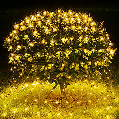 BlcTec Christmas Lights Outdoor 360 LED 9.8ft x 6.6ft Christmas Net Lights with 8 Modes, UL Certified, Timer, Connectable, Waterproof for Bushes, Shrubs, Yard Outdoor Xmas Decorations, Warm White
