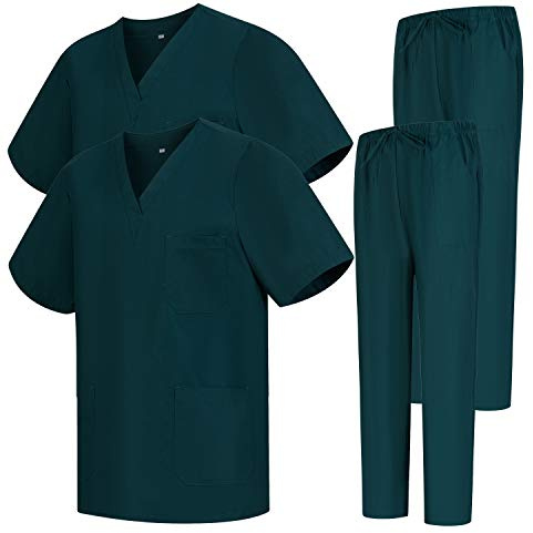 MISEMIYA - Paket med 2 set - Uniformer Unisex Scrub Set - Medicinsk uniform med skurtopp och byxor 2-6801-6802