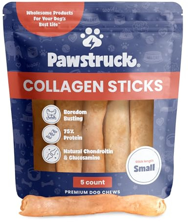 Pawstruck Natural 5-7 Beef Collagen Sticks for Dogs – Long-Lasting Rawhide Alternative, High Protein & Low Fat with Chondroitin & Glucosamine – 5 Pack