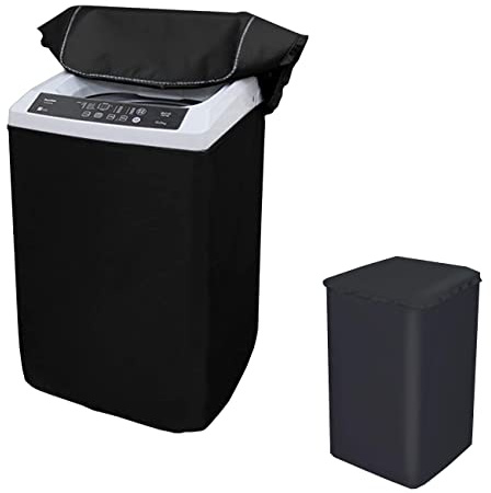 Waschmaschinenabdeckung, Waschmaschinen-/Trocknerabdeckung für Toplader, staubdicht, wasserdicht, für Innen- und Außenbereich, Toplader-Waschmaschinen-Teile & Zubehör (schwarz) (M-(W21D22H33))
