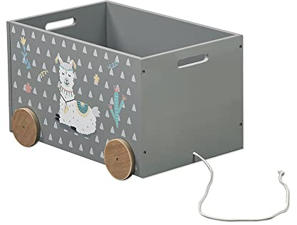 Kesper | Aufbewahrungskiste mit Rollen, Material: Faserplatte, Maße: B: 50 x H: 35 x T: 30 cm, Farbe: Alpaka/Grau | 17704 13