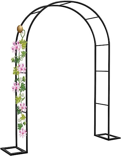 MISKYN Arco Da Giardino in Metallo,Arco Per Rose Per Piante Rampicanti,Resistente Padiglione Da Giardino,Traliccio,Pergolati Alle Intemperie E Autoportante,Con Base,Facile Da Montare,Verde,W3M*H2.2M