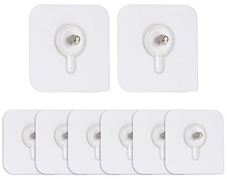 SHENLONG 8 Pcs Self Adhesive Hanging Nails, Wall-Mounted Screw Hooks No Nail Wall Mount Screw Hangers Hooks Screw-Free Hangers with Strong Hold for Hanging Paintings in Kitchen, Bathroom, and Office