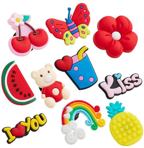 CityComfort Accessoires Bijoux de Chaussures - Lot de 10 Pins pour Sabot de Jardin Enfant - Charms Breloque pour Sandales Fille