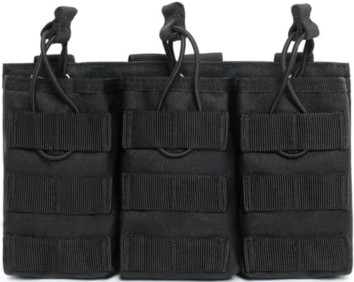 YONCONO Doppel/Dreifach Magazintasche, Open Top MOLLE Taktischer Airsoft Magazinhalter mit Gummizügen für M4, M14, M16, G36, AR15 Magazine
