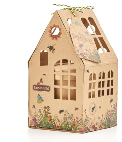 Gewächshaus Bieneninsel von Die Stadtgärtner | Anzuchtset mit Wildblumensaatgut für eine bunte Blumenwiese | Schöne Geschenkidee für Naturfreunde und Gärtner