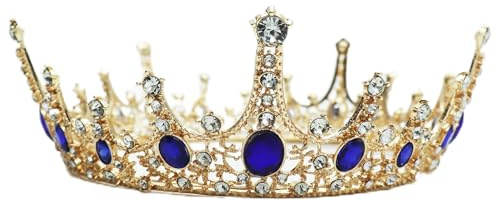 Hoshisea Corone Della Regina con Strass, Corona Nuziale con Strass, Diadema Della Tiara Della Sposa, per Copricapo da Sposa, Matrimoni, Feste, Concorsi (Blu)