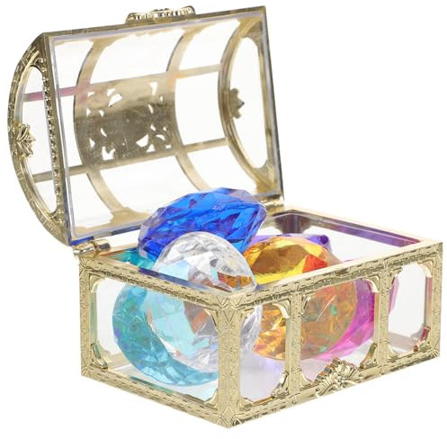 WOONEKY 1 Set-Box Diamant-Schatztruhe Piratenspielzeug Piraten-Edelsteine ​​und Juwelen kinder schatzsuche schwimmspielzeug kinder Spielzeuge Kinderspielzeug Acryl-Edelsteine Vasenfüller