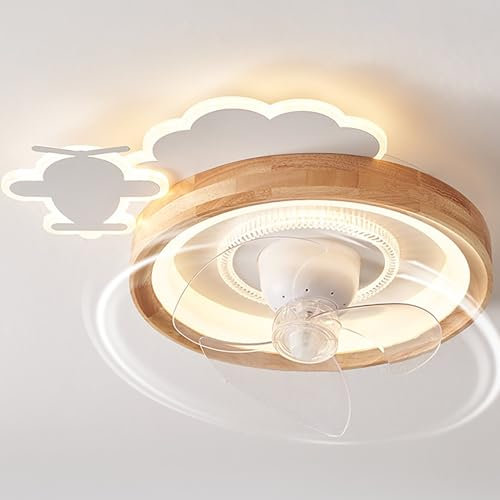 NEOFEN Flush Mount Ceiling Fans with Lights and Remote Control，Modern Enclosed Bladeless, Low Profile Ceiling Fan with Stepless Dimming Lighting Fixture for Bedroom Kitchen