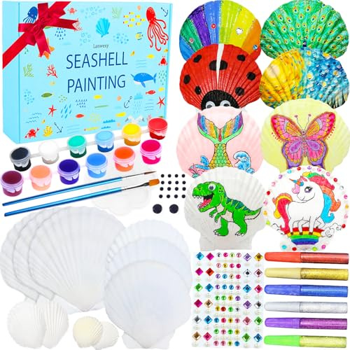 Lanwexy Sea Shell Painting Kit for Kids DIY Painting Present for Girls Boys Art and Craft Kits for Age 4 5 6 7 8 9 10 11 12 13 Year Old Birthday Day Father Day Gifts Halloween