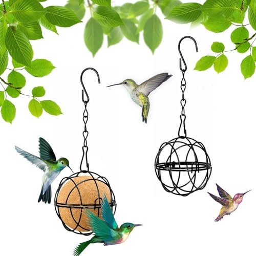 Fat Ball Feeder - 2pcs Metal Fat Ball Bird Holder, Hanging Bird Feeders for Small Birds with 2 S-shaped hooks for Outdoor Garden Wildlife Birds Finch Sparrow Robin