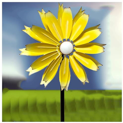 Garten WindmüHle 149cm Windrad Garten Metall Groß Edelstahl Kugellager Windspiele FüR DraußEn Stehend FüR Terrasse Und Garten,Yellow
