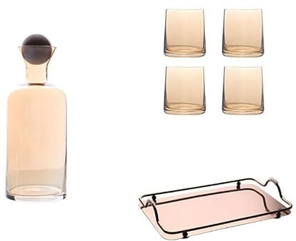 Carafe Eau Jus créatif pichet eau tasse plateau ensemble coloré verre tasse à thé maison cuisine éblouissant jus pichet Transparent bouilloire froide Pichet à Thé Glacé(6pcs amber)