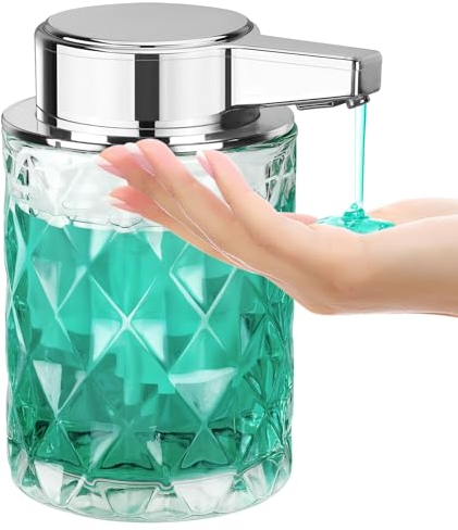 Phneems Seifenspender Automatisch Glas Elektrischer Seifenspender Mit Sensor 3 Stufen Verstellbar Soap Dispenser Automatic SpüLmittelspender USB-Aufladung IPX5 Waterproof FüR Bad KüChe Gel