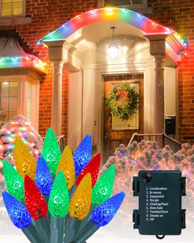 Lamptobe 50 LED Lichterkette Bunt, 5M Erdbeeren LED Kette, 8 Blinkmod, Lichterkette Batterie Bunt Ideal Deko für Zimmer, Balkon, Weihnachten, Party, Garten